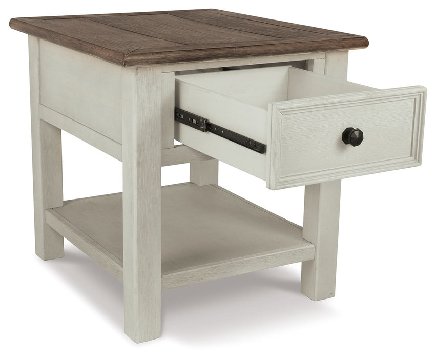 Bolanburg - White / Brown / Beige - Rectangular End Table