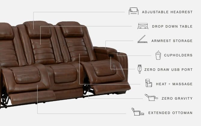 Backtrack - Chocolate - Pwr Rec Sofa With Adj Headrest