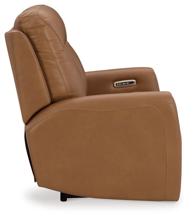 Tryanny - Butterscotch - Power Reclining Loveseat/ Adj Headrest