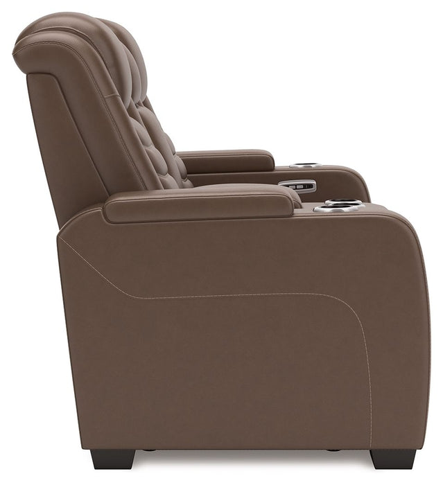High Impact - Tobacco - Power Reclining Loveseat With Console / Adj Hdrst