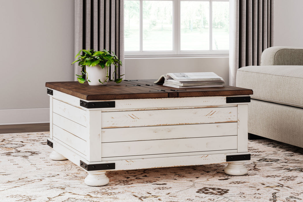 Wystfield - White / Brown - Cocktail Table With Storage